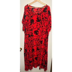 Women Within Red & Black Floral Dress – Plus Size 2X